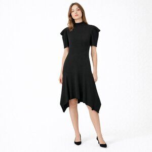 VIVIENNE TAM Architectural Minimalist Fit-and-flare Knit Dress Black Size Large